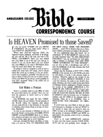 Lesson 13 - Is Heaven Promised to Those Saved?