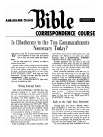 Lesson 17 - Is Obedience to the Ten Commandments Necessary Today?