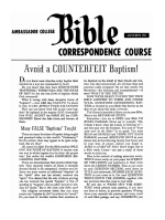 Lesson 26 - Avoid A Counterfeit Baptism!