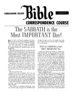 Lesson 28 - The Sabbath Is The Most Important Day!
