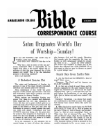 Lesson 29 - Satan Originates World's Day of Worship - Sunday!