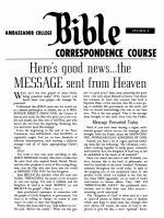 Lesson 2 - Here's good news...the MESSAGE sent from Heaven