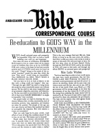 Lesson 5 - Re-education to GOD'S WAY in the MILLENNIUM