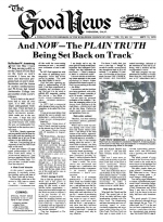 And Now  The Plain Truth Being Set Back On Track
Good News Magazine
September 11, 1978
Volume: Vol VI, No. 19