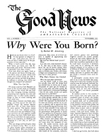 What's the use of working?
Good News Magazine
November 1951
Volume: Vol I, No. 3