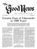 JUDGING and in God's DISCIPLINE Church
Good News Magazine
November 1953
Volume: Vol III, No. 10