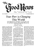 SALVATION is EDUCATION
Good News Magazine
November-December 1954
Volume: Vol IV, No. 9