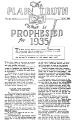 Here's the PLAIN TRUTH about the TOWNSEND Plan!
Plain Truth Magazine
March 1935
Volume: Vol II, No.1
Issue: 