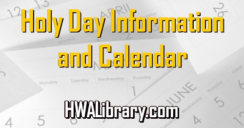 Holy Day Information And Calendar Worldwide Church Of God