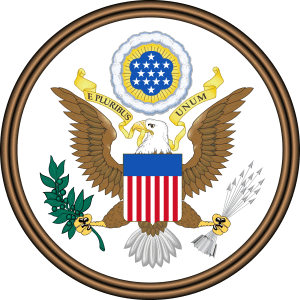 Picture of the National Seal of the United States of America, obverse side.