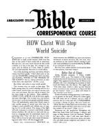 Lesson 3 - HOW Christ Will Stop World Suicide