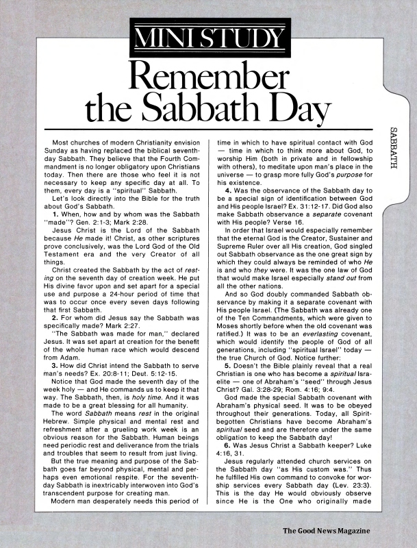 MINISTUDY: Remember the Sabbath Day