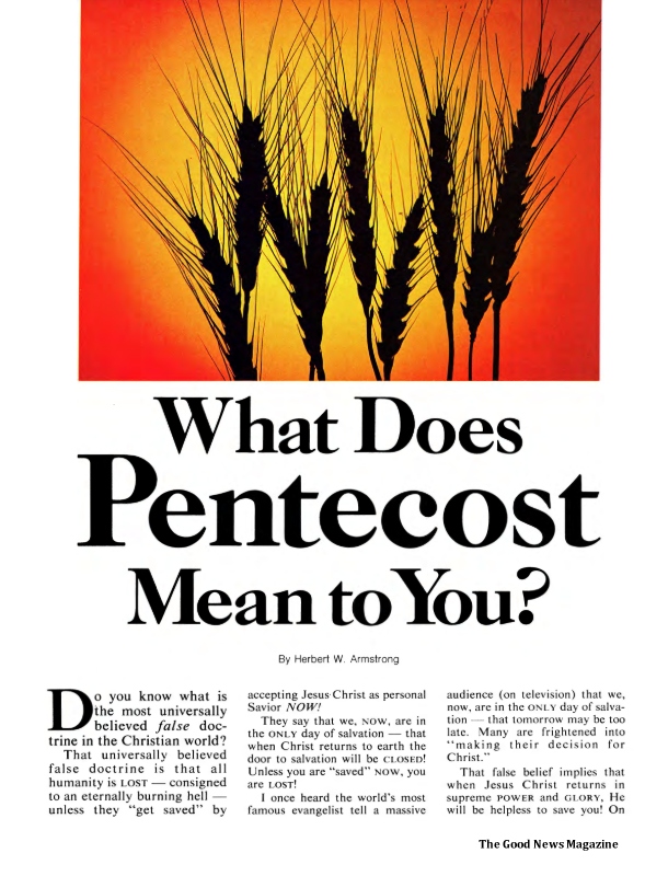 What Does Pentecost Mean to You? Herbert W Armstrong Good News