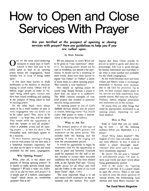 How to Open and Close Services With Prayer