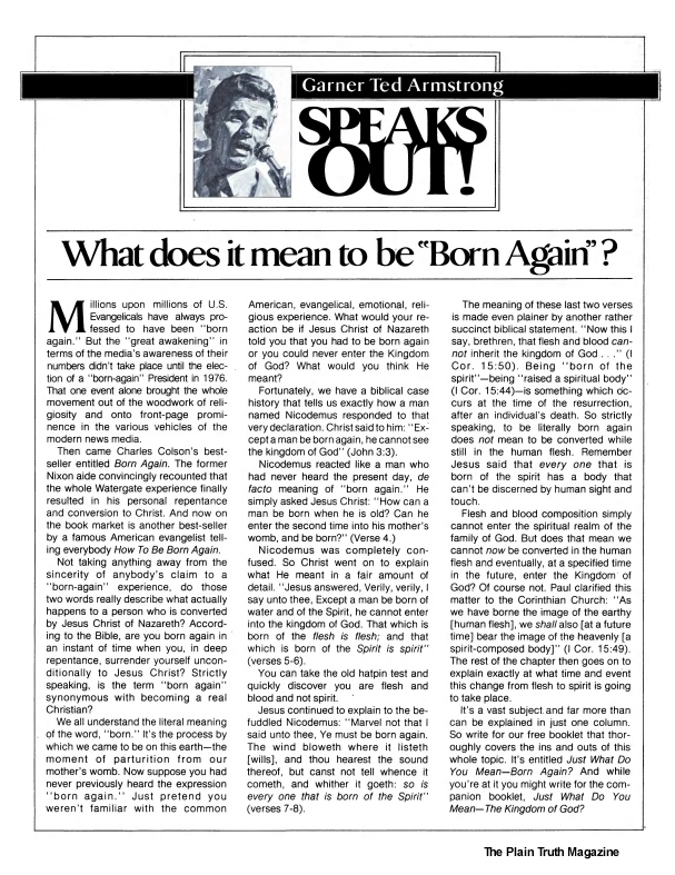 What does it mean to be “Born Again”? Garner Ted Armstrong Plain