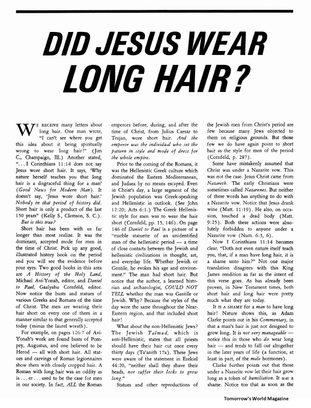 Did Jesus Wear Long Hair?