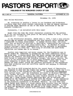 Pastor General's Report - November 29, 1978