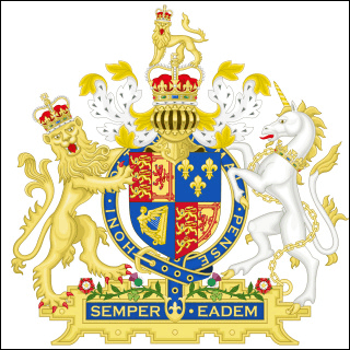 Royal Coat of Arms of Great Britain used by Queen Anne (1707 to 1714 A.D.) 
