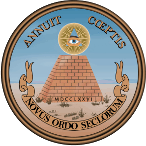 Picture of The Great Pyramid from the reverse side of The Great Seal of the United States of America.